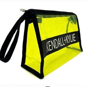New Kendall + Kylie Clear/Neon Yellow Zip Cosmetic Pouch.